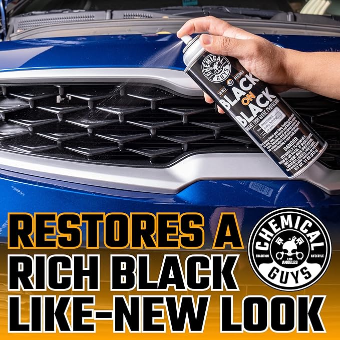 Chemical Guys AIR_SPRAY_1 Black On Black Instant Trim Shine Exterior Spray Dressing & Protectant, (Safe for Cars, Trucks, SUVs, RVs, & More) 11 fl oz