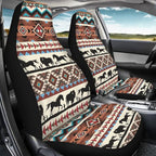 ELEQIN Aztec Horse Yak Car Seat Covers, Front Car Seat Cushion, 2 PCS Canvas Auto Cushion Protector Universal Fit Most Cars, Automotive Interior Decor