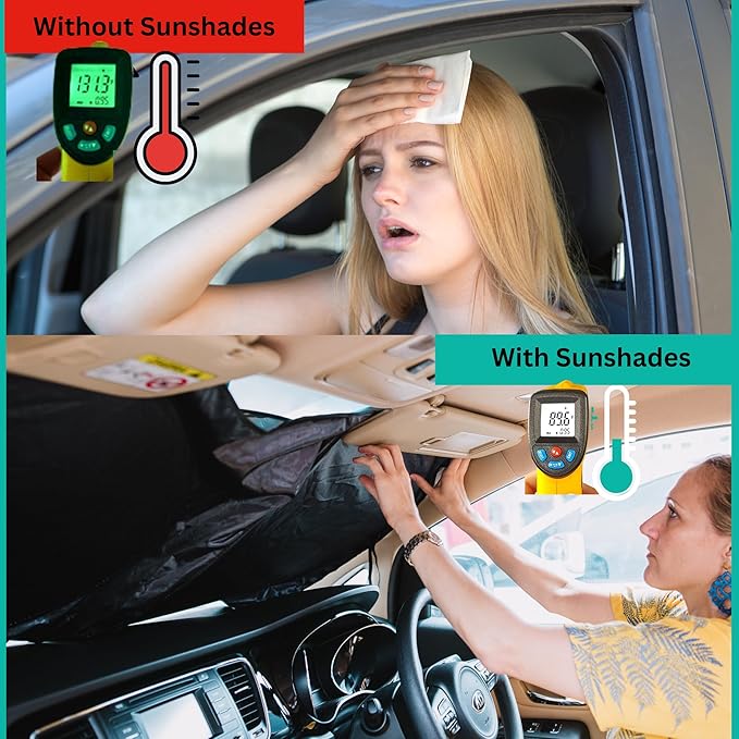 Windshield Sun Shade -Certified 99.87% UVB & 99.02% UVA Car Sun Shade. Award Winning Sunshade - Patented Technology | Compatible for Chevrolet Bolt EUV (2022-2024) | Car Shades by Kinder Fluff