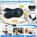 Lumbar Support Pillow for Office Chair - Memory Foam Lumbar Pillow with Detachable Strap & Breathable Cover, Ergonomic Back Support for Office Chair, Car, Bed Rest (Black)