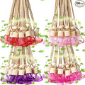 Rtteri 100 Pcs Hanging Car Air Freshener Diffuser Bottles Empty Glass Perfume Diffuser Vials Refillable Oil Aromatherapy Pendant with Wooden Caps and Hanging String for Car Home Office Decor(Heart)