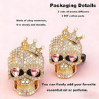 Gothic Skull Car Air Freshener Vent Clips with 2 Pads, Halloween Scented Car Accessories for Men Women, Automotive Interior Decor and Cool Car Fresheners for Men， Spooky Gift Idea-A3