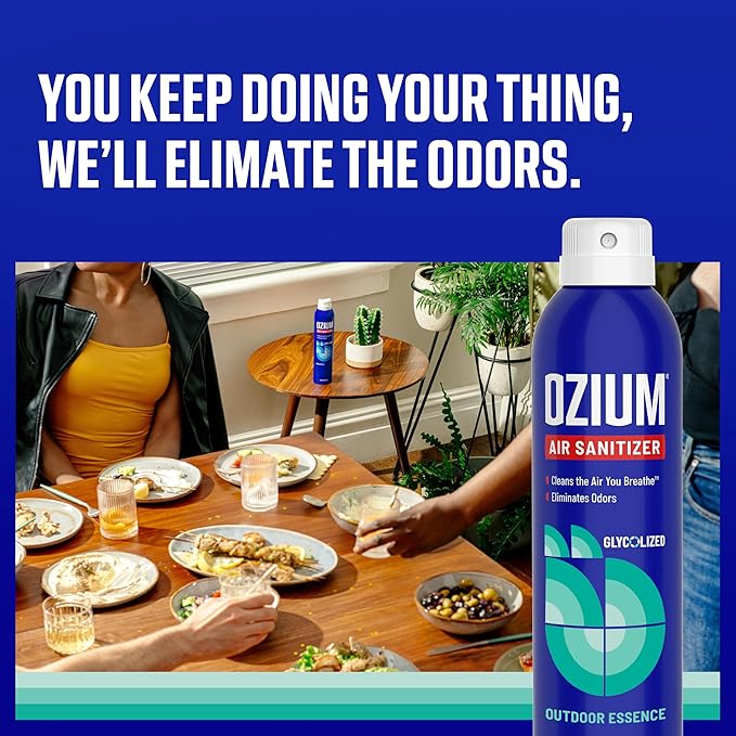 Ozium Air Sanitizer Spray - Room Odor Eliminator for Home, Car, and Office - Outdoor Essence - 8 oz Can - 1 Pack