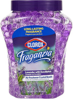 Clorox Fraganzia Crystal Beads Air Freshener, Long Lasting Room Deodorizer and Odor Eliminator Gel Beads to Freshen Home, Car, or Office, Lavender with Eucalyptus Scent, 12 Fl Oz - 12 Pack