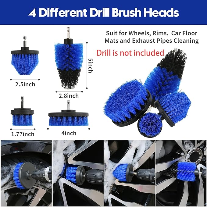 37Pcs Car Detailing Kit, Car Detailing Brush Set, Car Wash Cleaning Kit, Car Detailing Brushes, Professional Car Care Kit for Interior Exterior Wheels, Blue