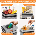 Car Trash Can for Car Cute, Bag Bin Hanging Waterproof Automotive Garbage Cans Leak Proof Vehicle Trash Can Stripe