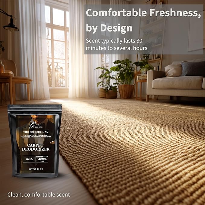 Lapew The Perfect Man Carpet Deodorizer Powder - Pet Safe Freshener for Vacuuming | Scented Odor Eliminator for Home | 36 oz