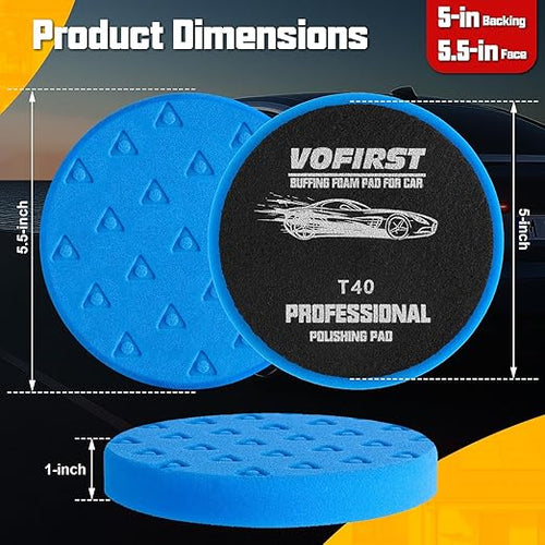 8 Pcs Buffing Pads, Polishing Pad 5.5 Inch 138mm for 5 Inch Backing Plate, High-Density & Reusable Buffing Sponge Pads and Woolen Pads Cutting Polishing Pad Kit for Car Buffer Polisher & Waxing