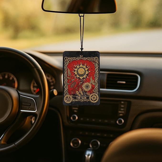 Vintage Boho Witchy Tarot Card Car Air Freshener 3 Pcs, the Sun Moon Star Tarot Card Air Freshener Hanging for Cars Books Closet Drawer, Witchy Car Accessories for Women Men（01）