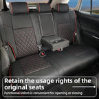 Lolcar RAV4 Seat Covers Custom Fit for Toyota RAV4 2019 2020 2021 2022 2023 2024 2025 LE,XLE,XLE Premium,Limited,Airbag Compatible,Seat Cover Full Set for SUV, Waterproof Leather（Black with Red Trim）