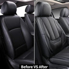 Coverado Front Seat Covers, 2 Pieces Universal Seat Covers for Cars, Breathable Fabric & Leather Car Seat Protectors, Car Seat Cushions Auto Accessories Fit for Most Sedans SUV Truck, Black