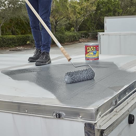 Flex Seal Liquid, Rubber Coating Sealant, Waterproof, Flexible, Breathable, and UV Resistant, Roof Repair, Basements, RV, Campers, Trailers, Marine, EPDM, Masonry, Gray, 16 oz