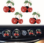 4 Pcs Cherry Decor Air Vent Clips Car Accessories,Stylish Fresheners Automotive Accessories for Women Interior Upgrade,Cherry Rhinestone Clip Bling Cute Car Interior Decoration for Women Decor