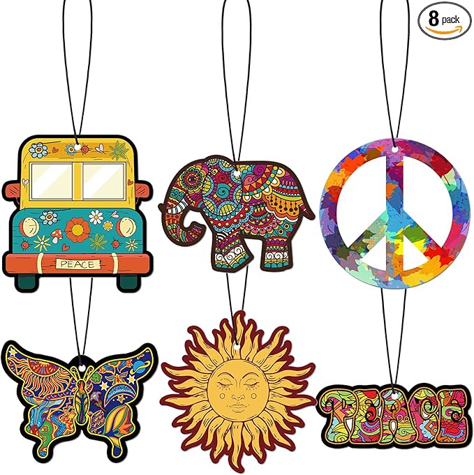 12 Pcs Scented Hippie Car Accessories - Cute Car Fresheners for Women & Men - Hanging Freshener for Interior Decoration