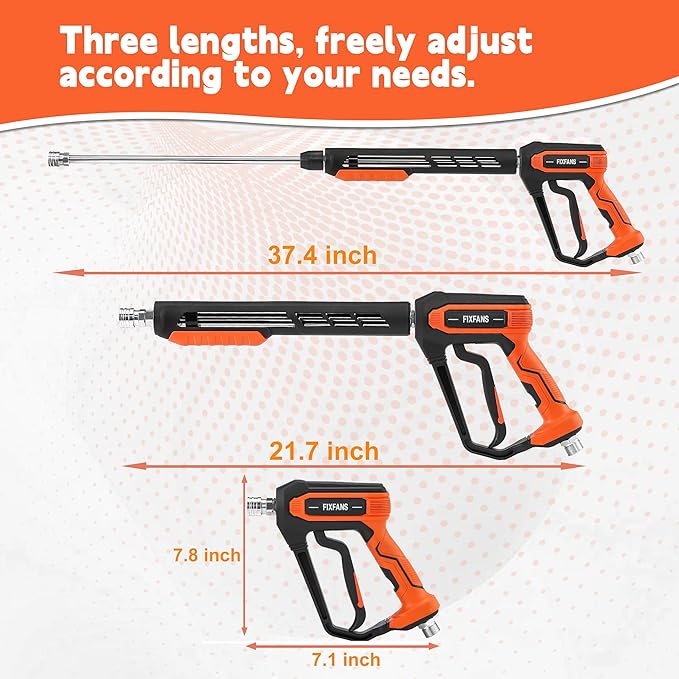 Pressure Washer Gun and Hose Kit, 25 FT High Power Washer Hose with Replacement Wand Extension, 5 Nozzle Tips, M22 Fitting