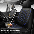 CAR PASS 3D Foam Mesh Leather Car Seat Covers Front Seats, Breathable Front Seat Cover for Cars, Comfortable Universal Fit for SUV Truck Sedan Automotive Anti-Slip Airbag Compatible, Black and Blue