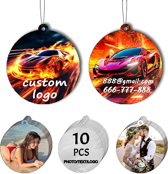 Generic 10Pcs Custom Logo Car Air Fresheners, Double-Sided with Photo Text Logo, Bulk Customizable, Multiple Scents, Long-Lasting Fragrance