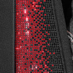 CAR PASS Bling Diamond Black Leather Car Seat Covers for 2 Front Interior Sets, Waterproof Shining Glitter Sparkly Crystal Universal Armrest Fit Automotive Truck SUV Cute Women Girl, Red Rhinestone