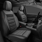 CAR PASS Leather Seat Covers Full Set Universal Water Resistant 3D Foam Back Support, Luxury Comfort Automotive 5 Seat Covers All Season Fit for SUV,Sedan,Van, Airbag Compatible Elegance(Gray Black)
