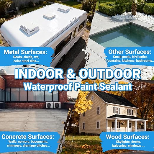 Rubber Liquid Waterproof Sealant, TUFINEIN 11 LB/5 KG White Quick Drying Multi Surface Foundation Leak Repair - Roof Gutters Basement Sealer Waterproof - Indoor & Outdoor Flexible Rubber Paint