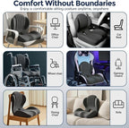 Seat Cushion for Office Chair and Car, L-Shaped Ergonomic Seat Cushions,Memory Foam Orthopedic Cushion with Coccyx Hollow,Lumbar Support & Tailbone Pain Relief for Car, Truck, Home,Gaming Chair,Gray