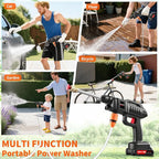 Papasbox Cordless Pressure Washer with Foam Cannon, 60 Bar 1500W High Pressure Washer, 2×2.0Ah Batteries & 5m Hose, Portable Power Washer for Car Cleaning, Home, Garden, and Outdoor Use