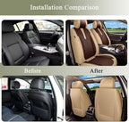 Breathable Car Seat Covers for Toyota RAV4 2007-2025 2026 RAV-4 Hybrid, Front Seats, Perforated Leather, Seat Protector, Interior Trim for Toyota RAV4 Accessories (Beige&Brown)