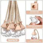 Demissle 50 Pcs Hanging Car Air Freshener Car Diffuser Bottles Empty Glass Perfume Diffuser Bottles Pendant Bulk for Essential Oils Fragrance Aromatherapy Bottle Ornament(Diamond and Triangle)