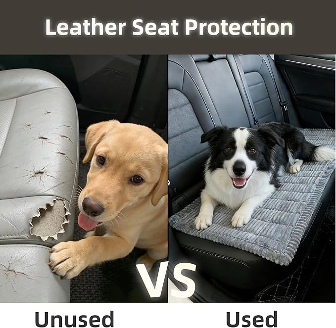 Dog Car Seat Cover, Pet Couch Covers for Car and Sofa, Non-Slip Backseat Pet Bed Mat, Machine Washable, Soft Plush Travel Seat Protector with Portable Storage Bag (Grey,23.6''×82'')