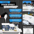 Rubber Liquid Waterproof Sealant, TUFINEIN 11 LB/5 KG White Quick Drying Multi Surface Foundation Leak Repair - Roof Gutters Basement Sealer Waterproof - Indoor & Outdoor Flexible Rubber Paint