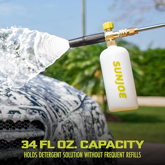Sun Joe SPX-FC34-PRO Foam Cannon for SPX Series Electric Pressure Washers, Quick-Connect Inlet, 34 Fluid Ounces