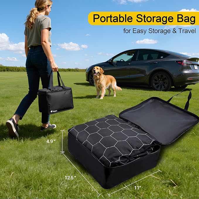 Dog Seat Covers for Tesla Model Y,Dog Hammock for Tesla with Side Flaps, 100% Waterproof Tesla Model Y Dog Accessories with Mesh Window & Headrest Protector Easy Clean up Pet Car Seat Cover