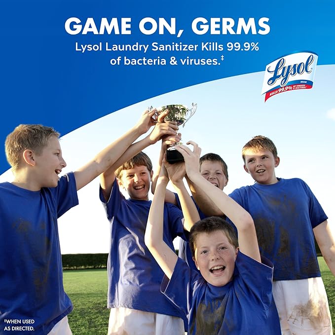 Lysol Tough Odor Eliminator Laundry Sanitizer Additive, Sanitizing Liquid for Gym Clothes and Activewear, 0% Bleach, Eliminates Odor Causing Bacteria, 41oz