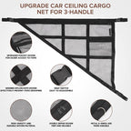 Kaskawise 31.5"x21.6" Car Ceiling Cargo Net – Double-Layer Roof Storage Organizer for 3-Handle & 4-Handle Vehicles, Perfect for Road Trips & Car Camping