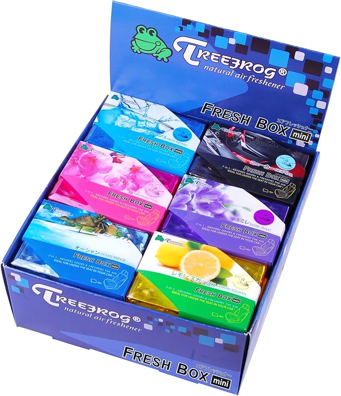 9 Packs TreeFrog FRESH BOX MINI (aka Xtreme Fresh Mini) Lemon Squash Scent Premium JDM Air Freshener