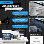 Rubber Liquid Waterproof Sealant, TUFINEIN 11 LB/5 KG Black Quick Drying Multi Surface Foundation Leak Repair - Roof Gutters Basement Sealer Waterproof - Indoor & Outdoor Flexible Rubber Paint