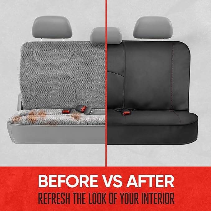 Motor Trend Neoprene Waterproof Seat Covers for Cars, Trucks, & SUV – Black & Red Automotive Interior Protectors - Rear Split Bench Protector for Kids Dogs & Pets – Forros para Asientos de Carro