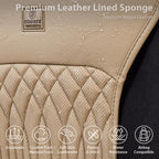 CAR PASS Car Seat Protector, 2 Pack Sideless Nappa Leather Seat Covers for Cars, All Season Waterproof Breathable Front Seats Cushion with Storage Pocket Universal Fit Vehicle Car SUV Truck, All Beige