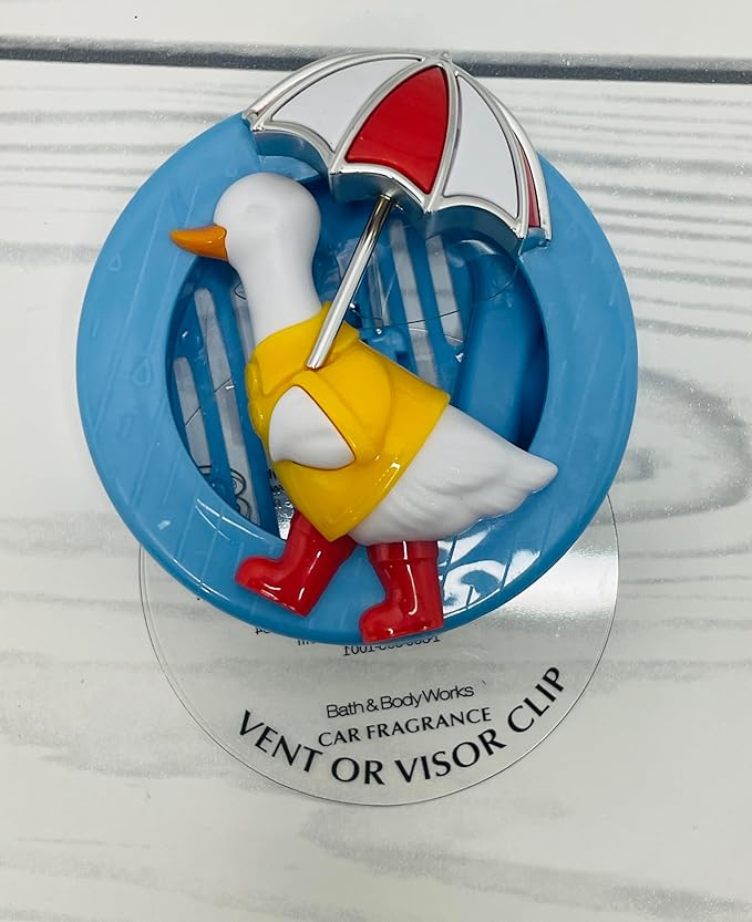 Bath and Body Works Blue, Yellow, and Red Silly Goose with Gold Car Visor Fragrance Holder Easy To Open