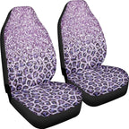 Gradient Purple Leopard Print Car Seat Cover, Design Car Seat Covers Protector, Set of 2 for Front Seats