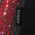 CAR PASS Bling Diamond Black Leather Car Seat Covers for 2 Front Interior Sets, Waterproof Shining Glitter Sparkly Crystal Universal Armrest Fit Automotive Truck SUV Cute Women Girl, Red Rhinestone