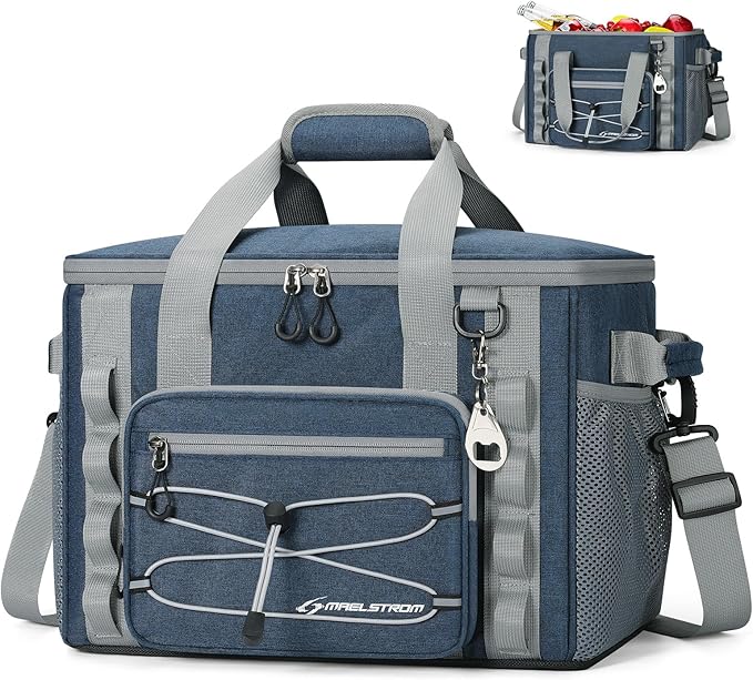 Maelstrom Soft Sided Cooler Bag, 30/40 Can Collapsible Insulated Ice Chest, Large Leakproof Portable Storage for Camping, Travel, Kayaking & Beach