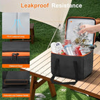 Portable Soft Cooler Bag, Collapsible Insulated Leak-Proof Car Cooler Bag, Insulated Ice Chest with Waterproof Zipper, Leak-Proof Organizer for Cars, Fits Most Vehicles, Orange