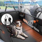 Back Seat Extender for Dogs, Heavy-Duty Hard Bottom Backseat Cover, Car Hammock for Dogs & Pets, Upgraded PU Leather - Waterproof & Anti-slip & Anti-scratch & Wipe-down Cleaning for Cars & SUVs