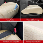 Car Seat Cover for Luxury & Comfort - PU Leather, Anti-Slip, Full Wrap Protection with Storage Pocket for Bottom Cushion - Universal Fit for 95% of Vehicles （Yellowish-White,1 Piece