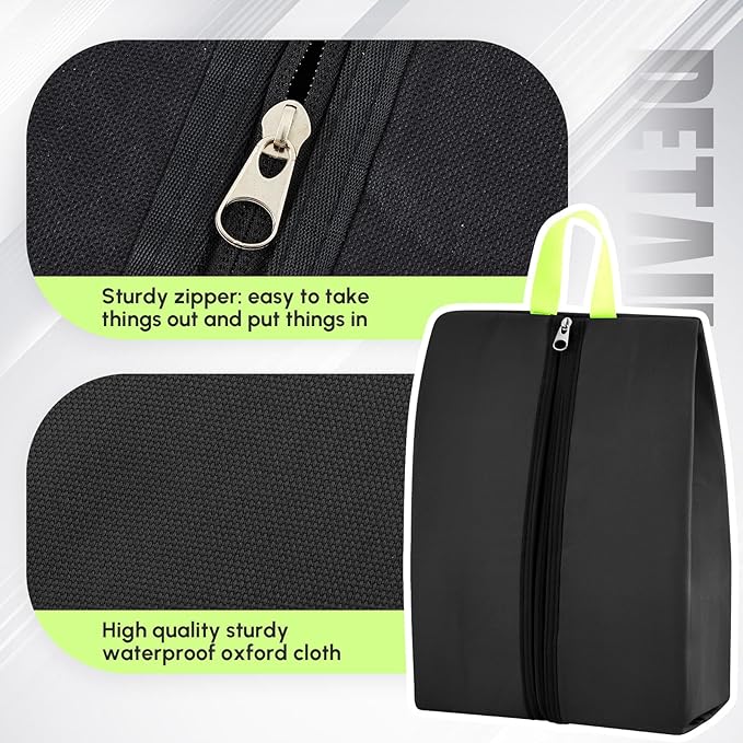 2 Pcs Smell Proof Cleat Bag for Sports, 4 Layer Odor Absorbing Soccer Football Baseball Golf Shoe Bag, Waterproof Mud Resistant Shoe Storage Pouch Fits up to Size 14 (Black)