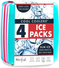 Cool Coolers by Fit & Fresh Slim Ice Packs,Quick Freeze Space Saving Reusable Ice Packs for Lunch Boxes or Coolers,Multi Colored,(Pack of 48)