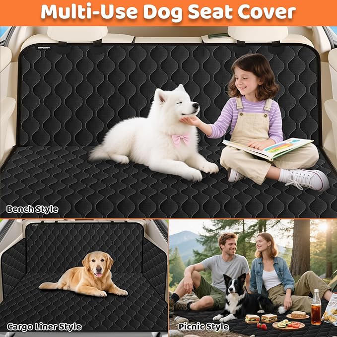 URPOWER Dog Car Seat Cover for Back Seat, Waterproof Car Seat Protector for Child Carseat & Pets, Nonslip Car Seat Covers for Full Size SUVs & Trucks