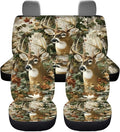 KEIAHUAN Camo Hunting Deer Car Front Back Seat Covers Front Bucket Seat Cover & Rear Bench Seat Protector Anti-Slip High Back Automotive Seat Covers Fit Most Vehicle Truck,SUV