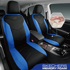 Skechers Memory Foam Seat Covers,Leather Car Seat Covers, Ultimate Comfort & Support Seat CoversFull Sets,Airbag Compatible, Automotive Universal Fit Most for SUVs, Vans, Sedans, Cars, Trucks,Blue